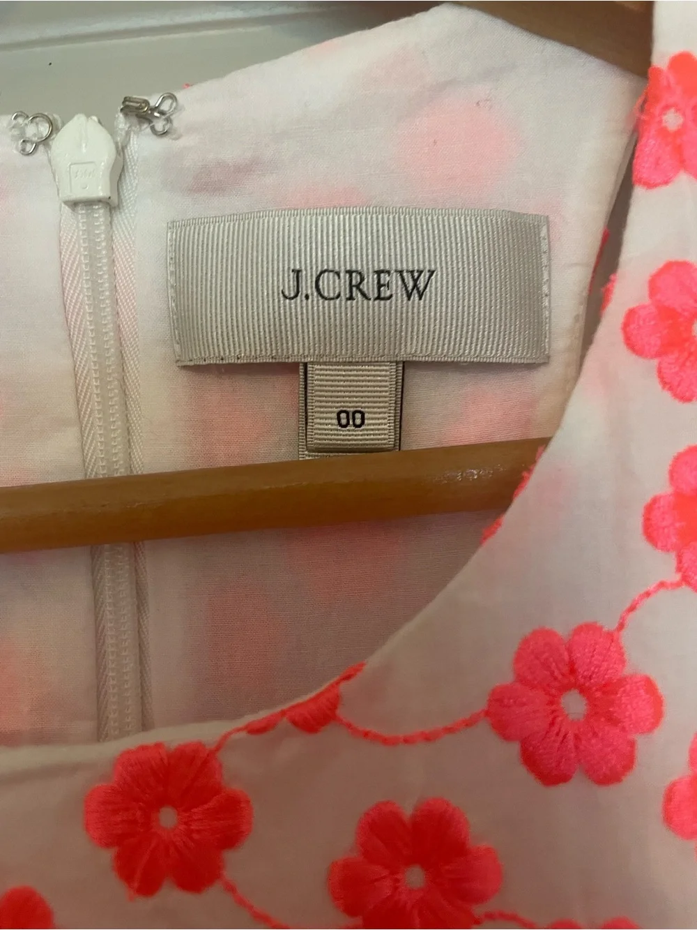 J.Crew Neon Pink Embroidered Floral Racerback Dress